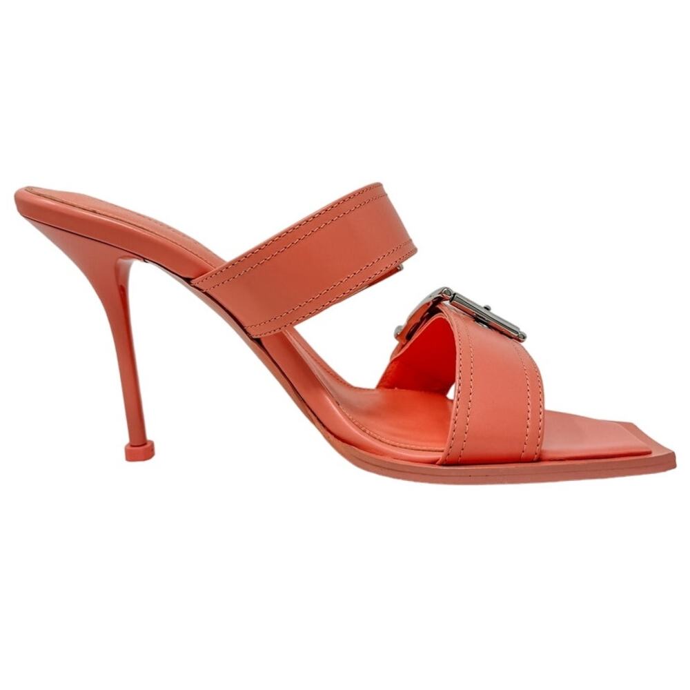 Alexander McQueen Double Buckle Slide Mule Sandals Apricot size 38.5 US8.5 - Picture 9 of 15